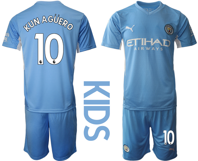 Youth 2021-2022 Club Manchester City home blue #10 Soccer Jersey